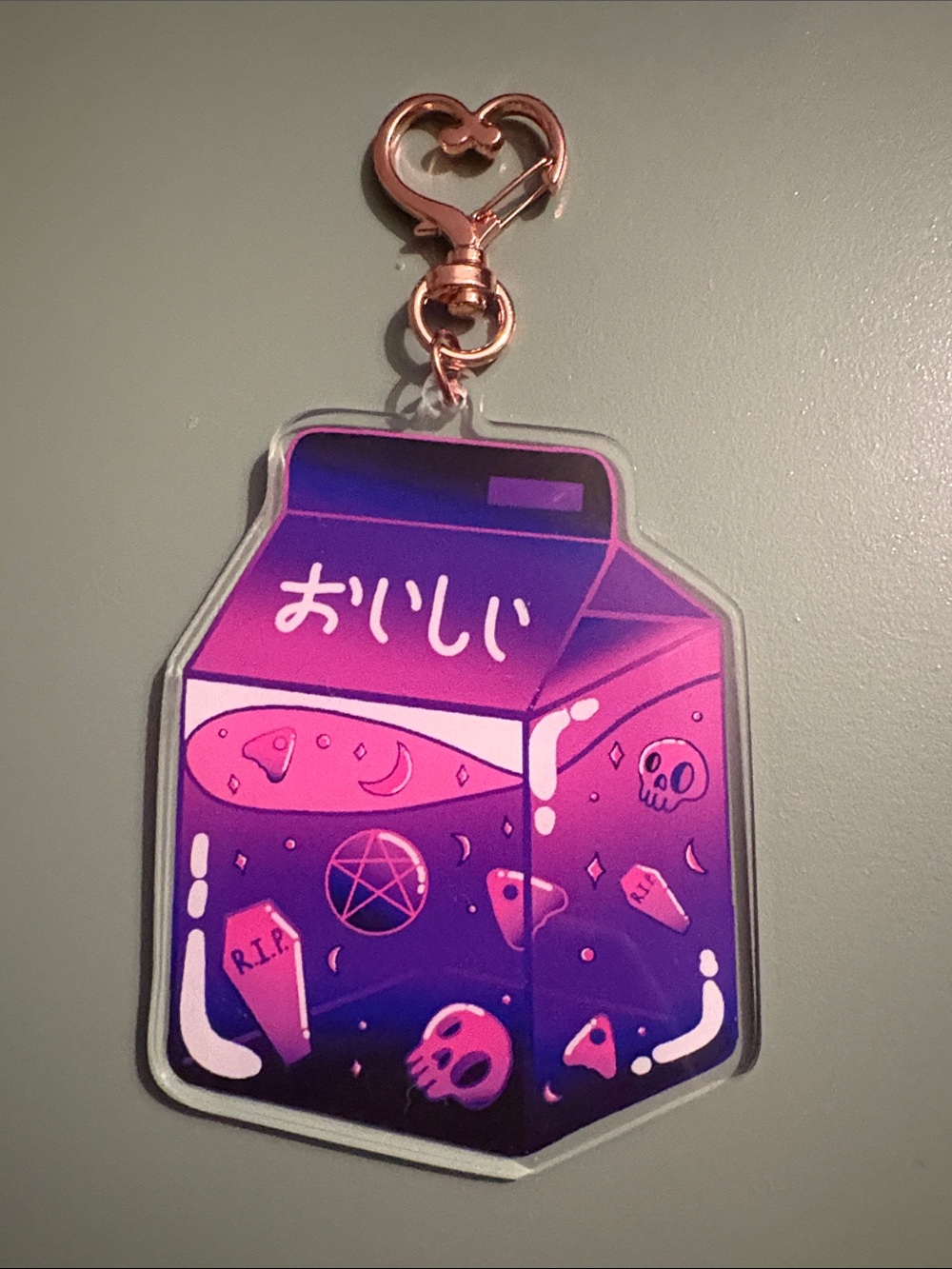 Purple Kawaii Milk Carton Keychain